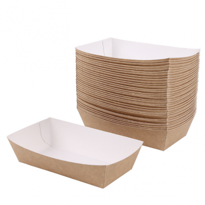 Ship Shape  Disposable Snack Packaging Food Baking Box Packing Box Cookies Baking Oil-proof Takeaway Blank Packaging Box